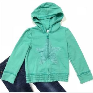 Circle girls long sleeve zip down hoodie with star